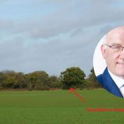 Conservative councillor Christopher Hudson and the proposed boundary of the quarry