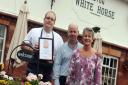 Neil and Gillian Mason  with head chef James Finch at the Sibton White Horse. They have just been awarded the best dining pub in Suffolk award in the 2015 Good Pub Guide.