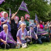 West Suffolk Hospital staff at the rally against parking charges today
