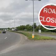 The A11 Thetford Bypass is closed in both directions
