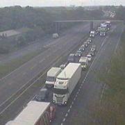 Traffic on the A14 is building