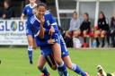 Natasha Thomas celebrates her first goal in the Blues 10-0 win against Cambridge United Picture: Ross Halls