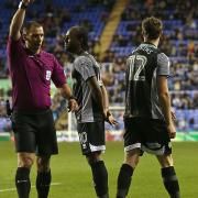 Marley Watkins is sent off by referee Tim Robinson late on during Norwich City's 2-1 win at Reading. Picture by Paul Chesterton/Focus Images Ltd