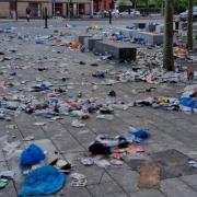 The mess left in Ipswich town centre after the promotion party