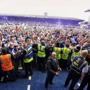 The scene after Ipswich Town were promoted at Portman Road - Karl Fuller is in there somewhere!