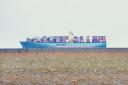 The Danish registered container ship Eleonora Maersk has anchored off the Suffolk coast.