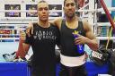 Ipswich's English heavyweight champion Fabio Wardley, left, after sparring with world champion Anthony Joshua in Sheffield Picture: FABIO WARDLEY