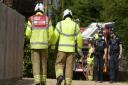 Emergency services attend the scene of a house  explosion in Lidgate  Picture: SARAH LUCY BROWN