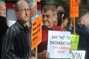 Campaigners at a protest against the plans for an incinerator at Rivenhall
