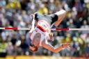 Dereham's Chris Baker during the men's high jump qualifying round at the Carrara Stadium. Picture: PA