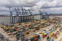 The Port of Felixstowe in Suffolk without a single cargo ship in port on Monday, August 29, following a strike by members of the Unite union at Britain's biggest and busiest container port.
