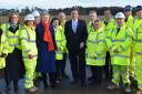 Prime Minister David Cameron with the project team during his visit to see the A11 dualling work at Elveden. Picture: Denise Bradley