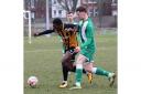 On loan Stevenage youngster Theo Sackey Mensah in action for Great Yarmouth Town on Saturday Picture: STEVE WOOD