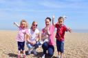 People enjoy the hot weather on Aldeburgh beach.
Sienna Collins,Jemma Ward,Kerry ,Isla and Mason Collins.