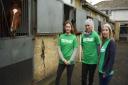 Lucy Horan (left) and Kerry Humphries (middle), who are riding in the Macmillan race, with cancer nurse Vicky McMorran (right)