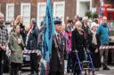 Ceremony of remembrance on Angel Hill in Bury St Edmunds to commemorate Armistice Day