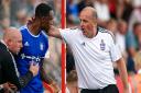 Ipswich Town manager Paul Cook has words with Rekeem Harper before his second half introduction at Lincoln City last weekend.