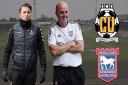 Mark Bonner, left, and Paul Cook will square off today as Ipswich Town travel to Cambridge United