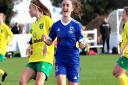 Sophie Peskett celebrates her goal in the Blues 3-1 win at Norwich in the FA Cup Picture: Ross Halls
