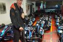 Leslie, who has a brain injury, does a work placement at Anglia Karting