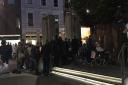 A large crowd gathered on Ipswich Cornhill to celebrate the Winter Solstice and 'DroneHenge' Picture:SUZANNE DAY