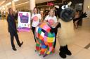 Sailmakers Manager Mike Sorhaindo with Jemma Wood and Karina Youngs from St Elizabeth Hospice along with Elmer the Elephant and Woolly the Sheep   Picture: WARREN PAGE/PAGEPIX