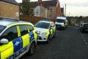 Police cars parked in Wilberforce Street last night.