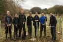 Volunteers from the Environment Agency and Dedham Vale AONB and Stour Valley Project  at the tree planting day in Clare