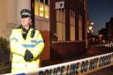 A police officer stands outside Barclays bank in Sudbury after a suspicious package was found  Picture: SARAH LUCY BROWN