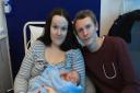 Kayleigh Noble and Josh Hender with baby Archie, who was born at Ipswich Hospital on Christmas Day