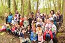 Around 40 pupils and 20 parents, from Little Bealings Primary School, went on strike today over SATs exams.They decided to take learning outside and into Playford woods.