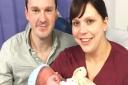 Paul and Susannah Vinters, 34 and from Stanway, with their as-yet unnamed baby boy born on New Year's Day. Picture: WILL LODGE