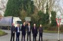 MP Dr Dan Poulter, Stephen Britt of Anchor Storage, Ben Moulton of Anglia Freight, Robert Bartrum of Bartrum Road Services, and Jim Mann, ofPermastore, visiting the A140