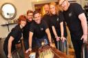 Scott Russell, centre,  leads the 10th anniversary celebrations of Paddy & Scott's at its flagship caf� in Bury St Edmunds. He is pictured with some of the team.  Lucy Taylor Photography  07968398625 Lucy.taylor@live.co.uk