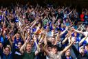 Ipswich Town fans enjoy the victory against Brentford on Saturday. Picture: Steve Waller.
