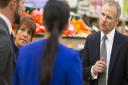 Tesco chief executive Dave Lewis talking to store staff.