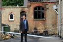The scene of a fire at Exning Primary School. Headteacher, James Clark.