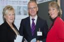 Julie Budden, chair of the Stansted Airport Chamber of Commerce, right, with Andrew Harrison, Stansted Airport's managing director, and Anita Garrard, manager of the Stansted Employment and Skills Academy.