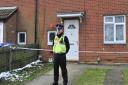 A police officer outside the home in Hogarth Road where Jade Bagley's body was discovered by her boyfriend