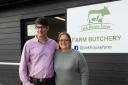 Ben and Georgina Woolf of Oak House Farm butchery in Sproughton, Ipswich, who are delighted