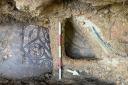 A Roman mosaic has been found buried under a pavement outside a vape shop