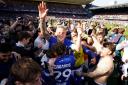 Ipswich Town defender Luke Woolfenden celebrates promotion