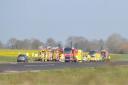 The scene at Beccles Aerodrome where pilot Peter Walker died following the crash of his CT2K