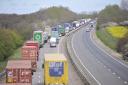Lorries driving on the A14 at Stowmarket (file photo)