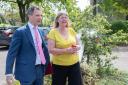 Government minister Andrew Bowie met Stop Sizewell C campaigner Alison Downes during his visit to Suffolk in May