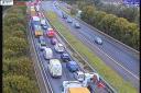 Severe delays on A14 after three-vehicle crash