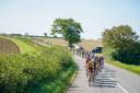 Cyclists race through the Suffolk countryside during stage 5 of the Tour of Britain