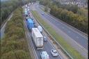 There are currently long delays on the A14 this morning