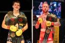 Tommy Brunning, left, and Ollie Sarwa both won titles at Cage Warriors Academy South East 32 in Colchester