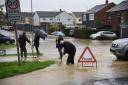 Flooding scenes in Needham Market on Friday.